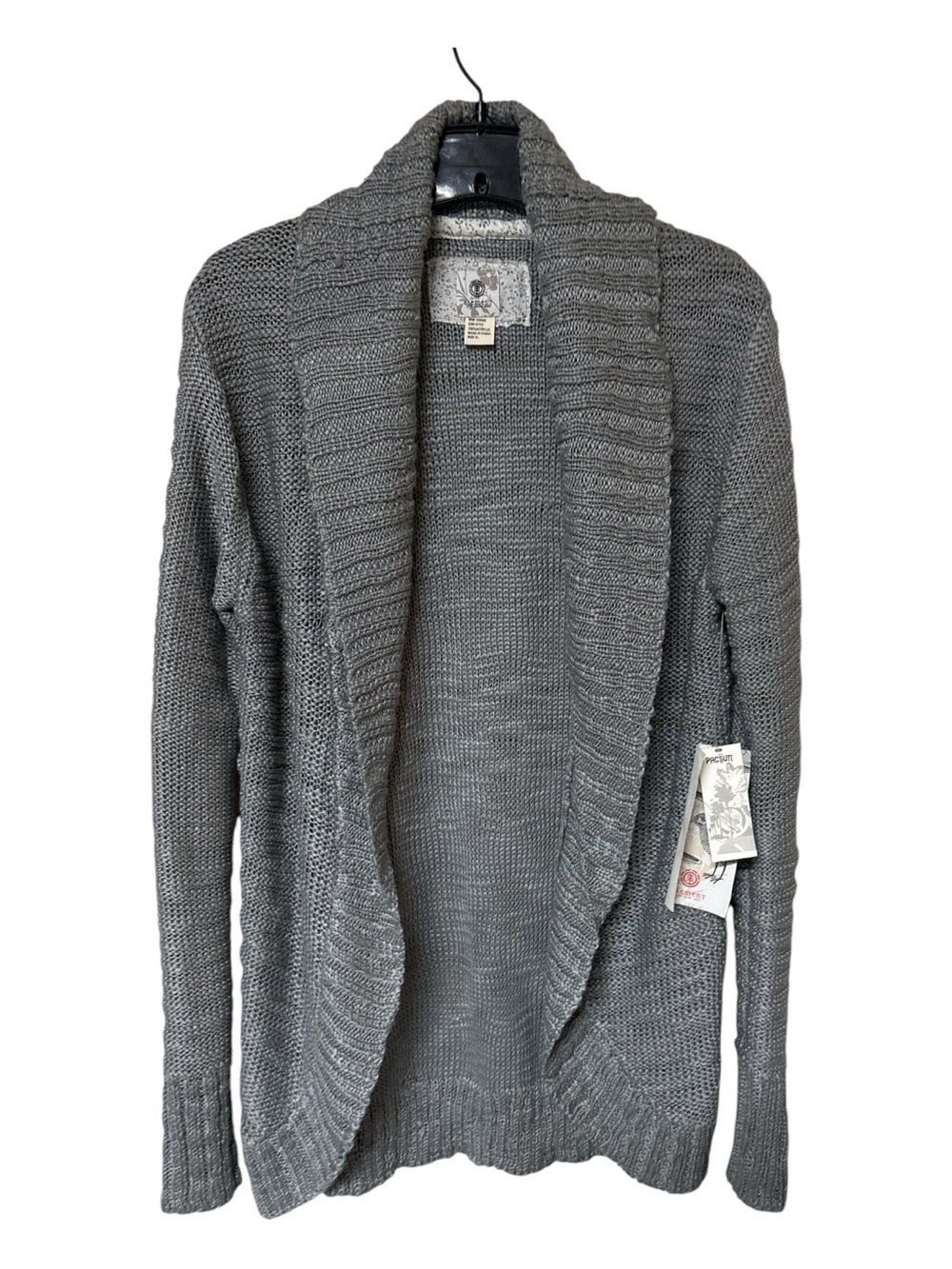 Gray Open-Front Shawl Collar Knit Sweater Cardigan NWT XL